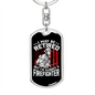 Retired Firefighter Keychain Stainless Steel or 18k Gold Dog Tag Keyring-Express Your Love Gifts