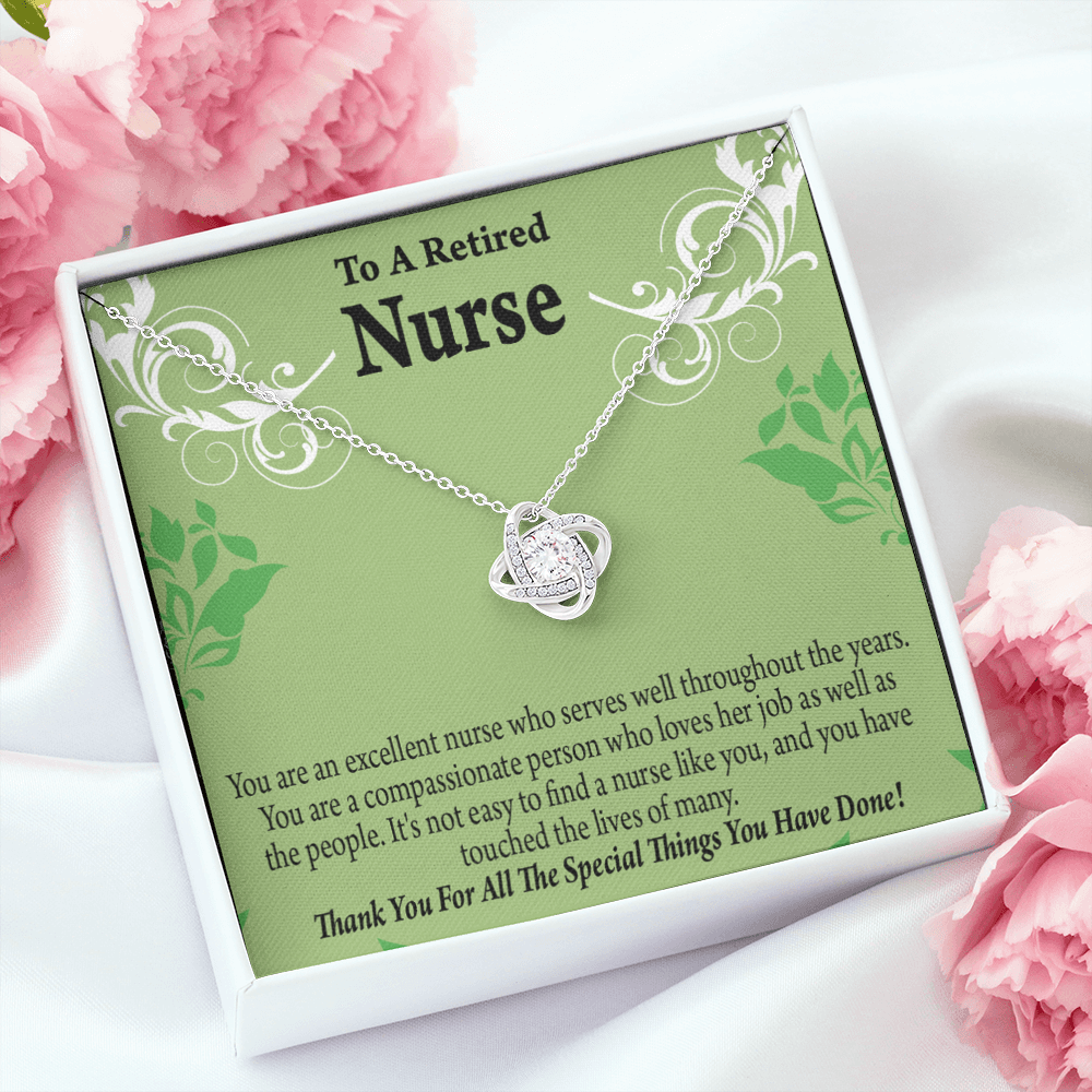 Retired Nurse Thank You Healthcare Medical Worker Nurse Appreciation Gift Infinity Knot Necklace Message Card-Express Your Love Gifts