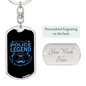Retired Police Legend Keychain Stainless Steel or 18k Gold Dog Tag Keyring-Express Your Love Gifts