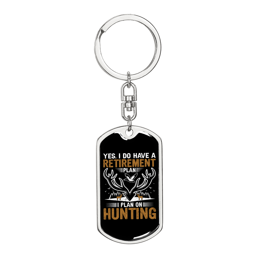 Retirement Hunter'S Keychain Gift Stainless Steel or 18k Gold Dog Tag Keyring-Express Your Love Gifts