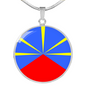 Reunion Flag Necklace Circle Pendant Stainless Steel or 18k Gold 18-22"-Express Your Love Gifts