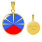 Reunion Flag Necklace Circle Pendant Stainless Steel or 18k Gold 18-22"-Express Your Love Gifts