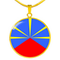 Reunion Flag Necklace Circle Pendant Stainless Steel or 18k Gold 18-22"-Express Your Love Gifts