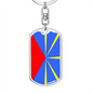 Reunion Flag Swivel Keychain Dog Tag Stainless Steel or 18k Gold-Express Your Love Gifts