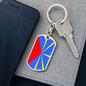 Reunion Flag Swivel Keychain Dog Tag Stainless Steel or 18k Gold-Express Your Love Gifts