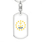 Rhode Island State Flag Keychain Dog Tag Stainless Steel or 18k Gold-Express Your Love Gifts