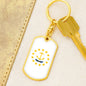 Rhode Island State Flag Keychain Dog Tag Stainless Steel or 18k Gold-Express Your Love Gifts
