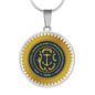 Rhode Island State Seal Necklace Circle Pendant Stainless Steel or 18k Gold 18-22"-Express Your Love Gifts