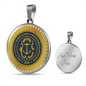 Rhode Island State Seal Necklace Circle Pendant Stainless Steel or 18k Gold 18-22"-Express Your Love Gifts