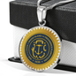 Rhode Island State Seal Necklace Circle Pendant Stainless Steel or 18k Gold 18-22"-Express Your Love Gifts