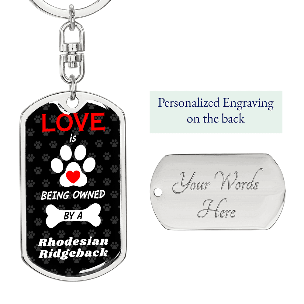 Rhodesian Ridgeback Keychain Stainless Steel or 18k Gold Dog Tag Keyring-Express Your Love Gifts