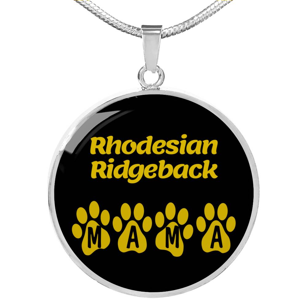 Rhodesian Ridgeback Mama Circle Necklace Stainless Steel or 18k Gold 18-22" Dog Owner Lover-Express Your Love Gifts