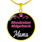 Rhodesian Ridgeback Mama Necklace Circle Pendant Stainless Steel or 18k Gold 18-22" Dog Mom Pendant-Express Your Love Gifts