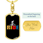 Ride Cycling Keychain Stainless Steel or 18k Gold Dog Tag Keyring-Express Your Love Gifts