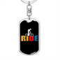 Ride Cycling Keychain Stainless Steel or 18k Gold Dog Tag Keyring-Express Your Love Gifts