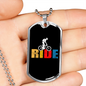 Ride Cycling Necklace Stainless Steel or 18k Gold Dog Tag 24"-Express Your Love Gifts