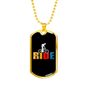 Ride Cycling Necklace Stainless Steel or 18k Gold Dog Tag 24"-Express Your Love Gifts