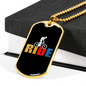 Ride Cycling Necklace Stainless Steel or 18k Gold Dog Tag 24"-Express Your Love Gifts
