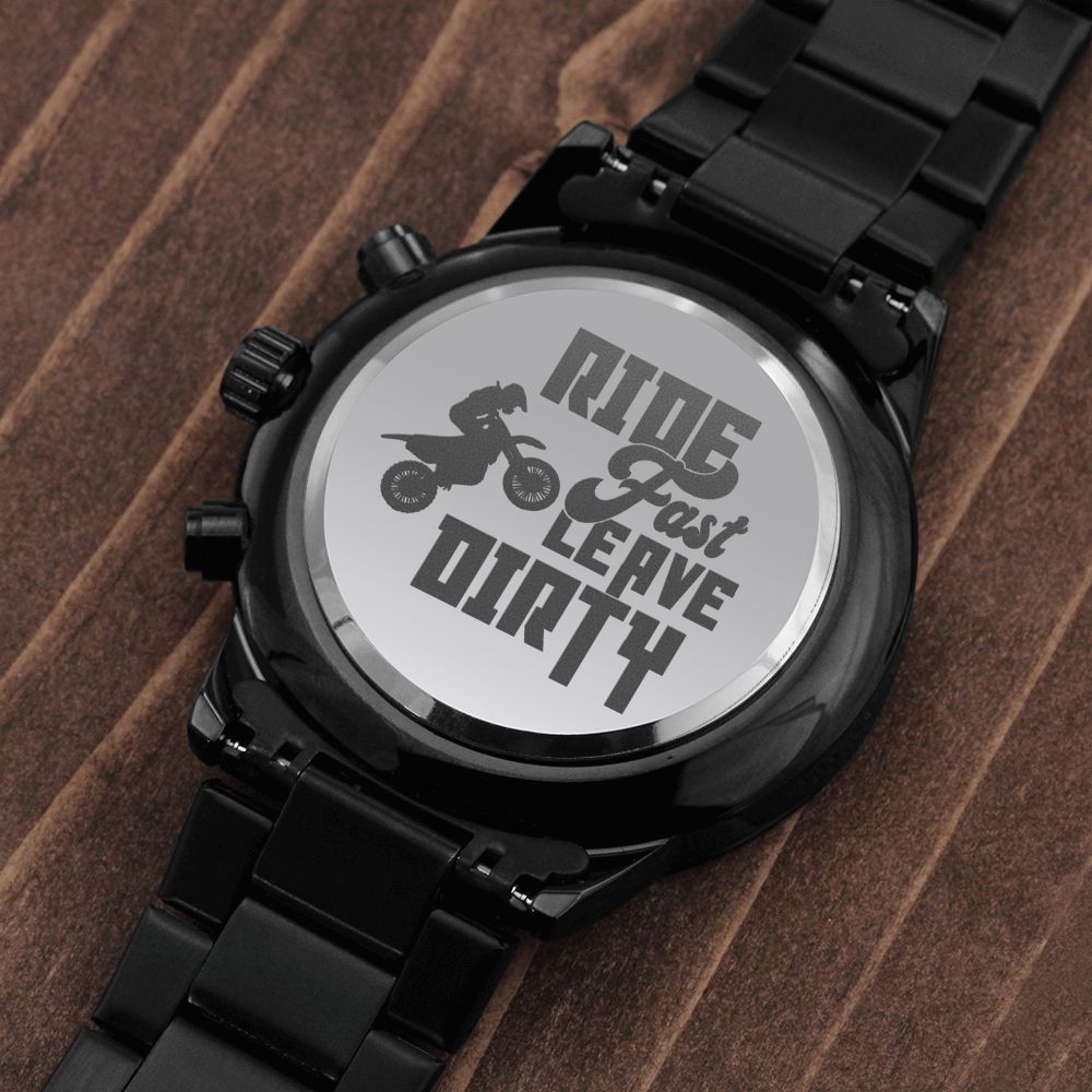 Ride Fast Engraved Motorcycle Rider Men's Watch Multifunction Stainless Steel W Copper Dial-Express Your Love Gifts