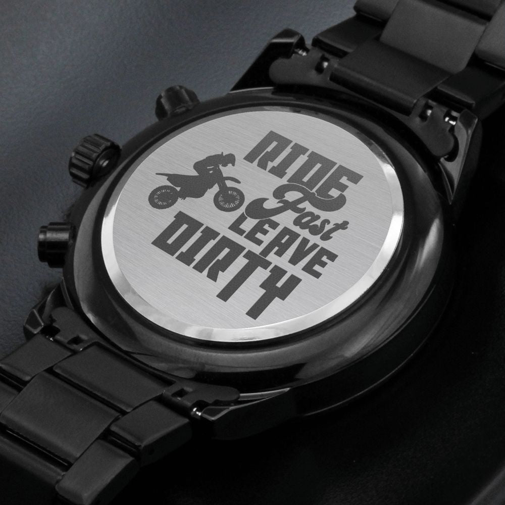 Ride Fast Engraved Motorcycle Rider Men's Watch Multifunction Stainless Steel W Copper Dial-Express Your Love Gifts