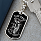 Ride Hard Biker Keychain Stainless Steel or 18k Gold Dog Tag Keyring-Express Your Love Gifts