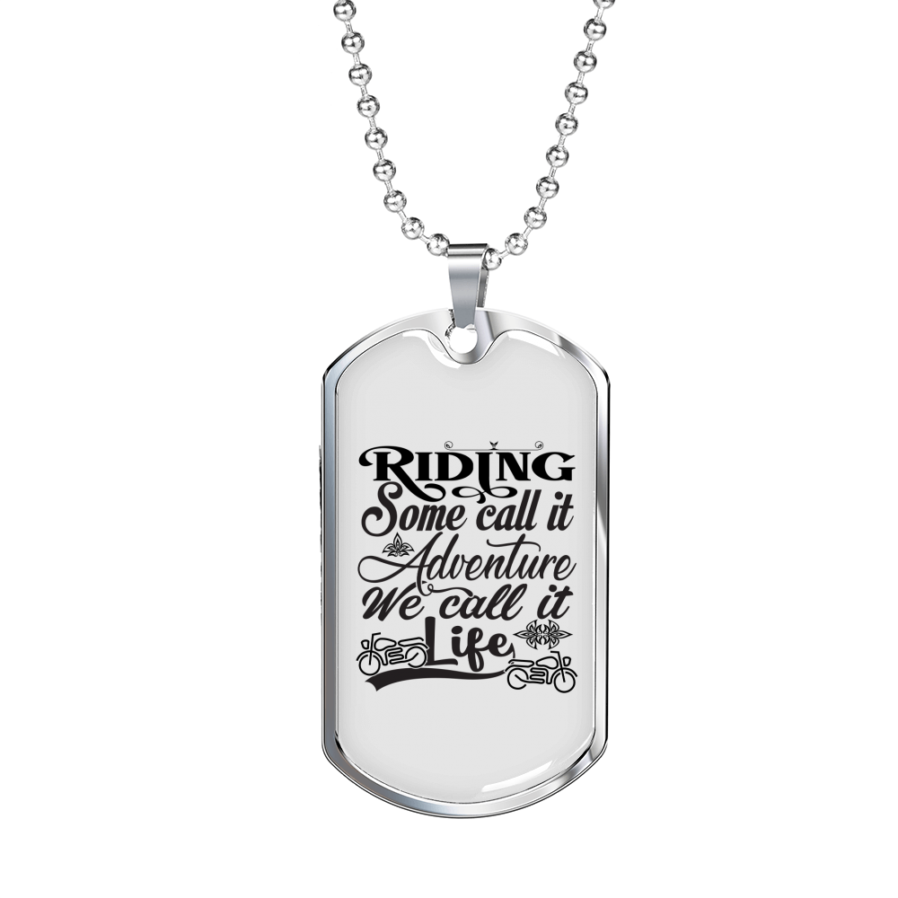 Ride Is Life Biker Necklace Stainless Steel or 18k Gold Dog Tag 24"-Express Your Love Gifts