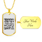 Ride Is Life Biker Necklace Stainless Steel or 18k Gold Dog Tag 24"-Express Your Love Gifts