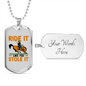 Ride it Like You Stole It Horse Necklace Stainless Steel or 18k Gold Dog Tag 24" Chain-Express Your Love Gifts