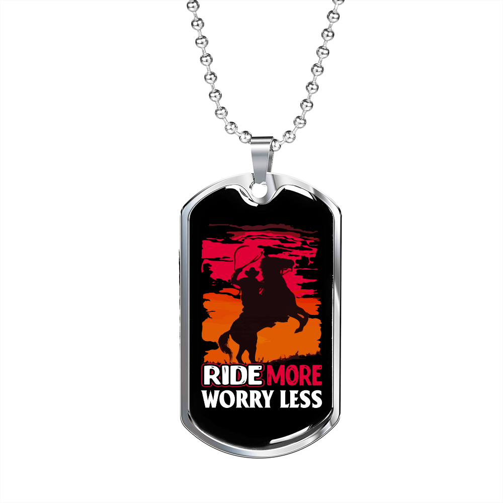 Ride More Horse Necklace Stainless Steel or 18k Gold Dog Tag 24" Chain-Express Your Love Gifts