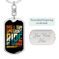 Ride Up Grades Cycling Keychain Stainless Steel or 18k Gold Dog Tag Keyring-Express Your Love Gifts