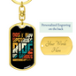 Ride Up Grades Cycling Keychain Stainless Steel or 18k Gold Dog Tag Keyring-Express Your Love Gifts