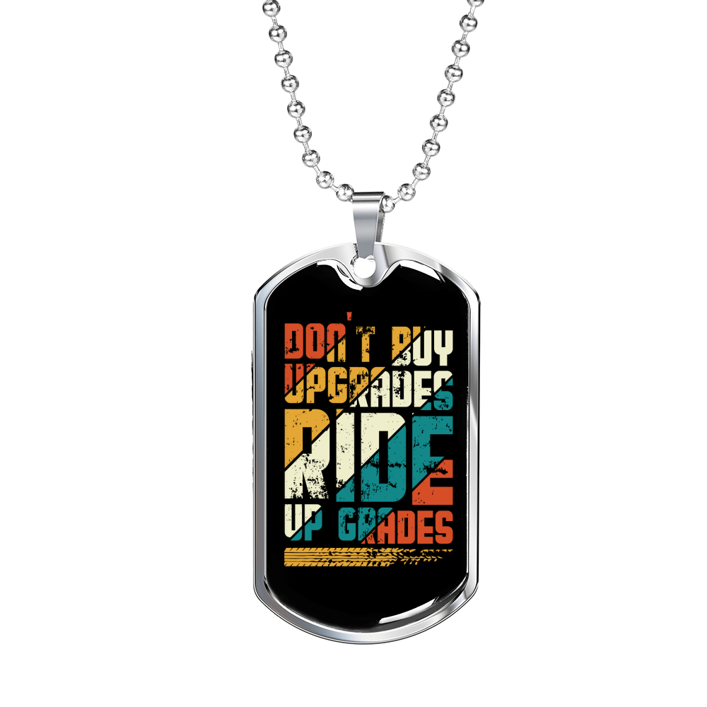 Ride Up Grades Cycling Necklace Stainless Steel or 18k Gold Dog Tag 24"-Express Your Love Gifts