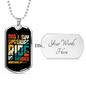 Ride Up Grades Cycling Necklace Stainless Steel or 18k Gold Dog Tag 24"-Express Your Love Gifts
