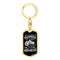 Rider Of Roads Biker Keychain Stainless Steel or 18k Gold Dog Tag Keyring-Express Your Love Gifts