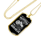 Rider Of Roads Biker Necklace Stainless Steel or 18k Gold Dog Tag 24"-Express Your Love Gifts