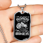 Rider Of Roads Biker Necklace Stainless Steel or 18k Gold Dog Tag 24"-Express Your Love Gifts