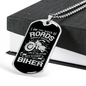 Rider Of Roads Biker Necklace Stainless Steel or 18k Gold Dog Tag 24"-Express Your Love Gifts