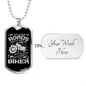 Rider Of Roads Biker Necklace Stainless Steel or 18k Gold Dog Tag 24"-Express Your Love Gifts