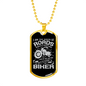 Rider Of Roads Biker Necklace Stainless Steel or 18k Gold Dog Tag 24"-Express Your Love Gifts