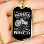 Rider Of Roads Biker Necklace Stainless Steel or 18k Gold Dog Tag 24"-Express Your Love Gifts