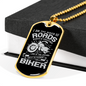 Rider Of Roads Biker Necklace Stainless Steel or 18k Gold Dog Tag 24"-Express Your Love Gifts