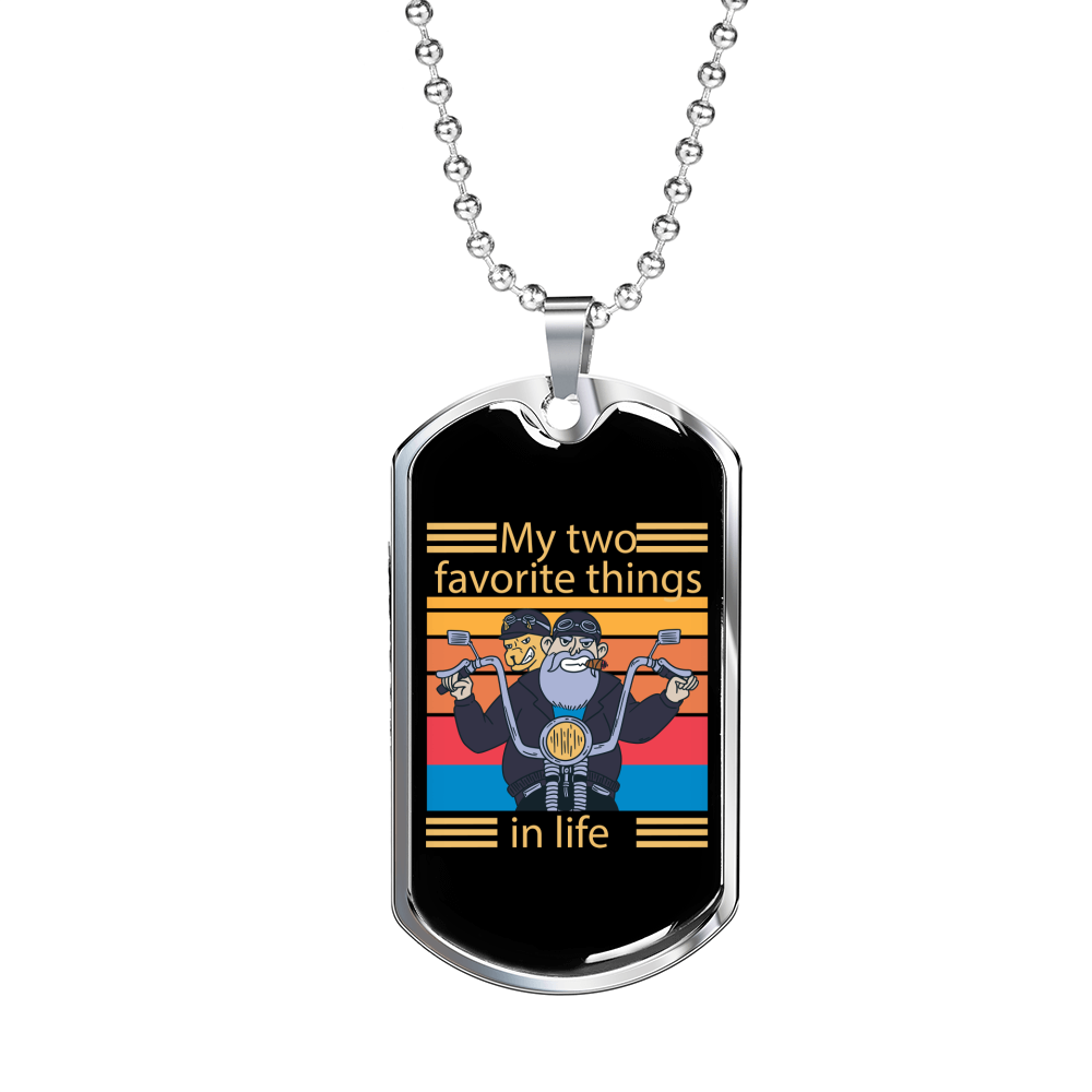 Riding & Dog Biker Necklace Stainless Steel or 18k Gold Dog Tag 24"-Express Your Love Gifts