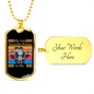 Riding & Dog Biker Necklace Stainless Steel or 18k Gold Dog Tag 24"-Express Your Love Gifts