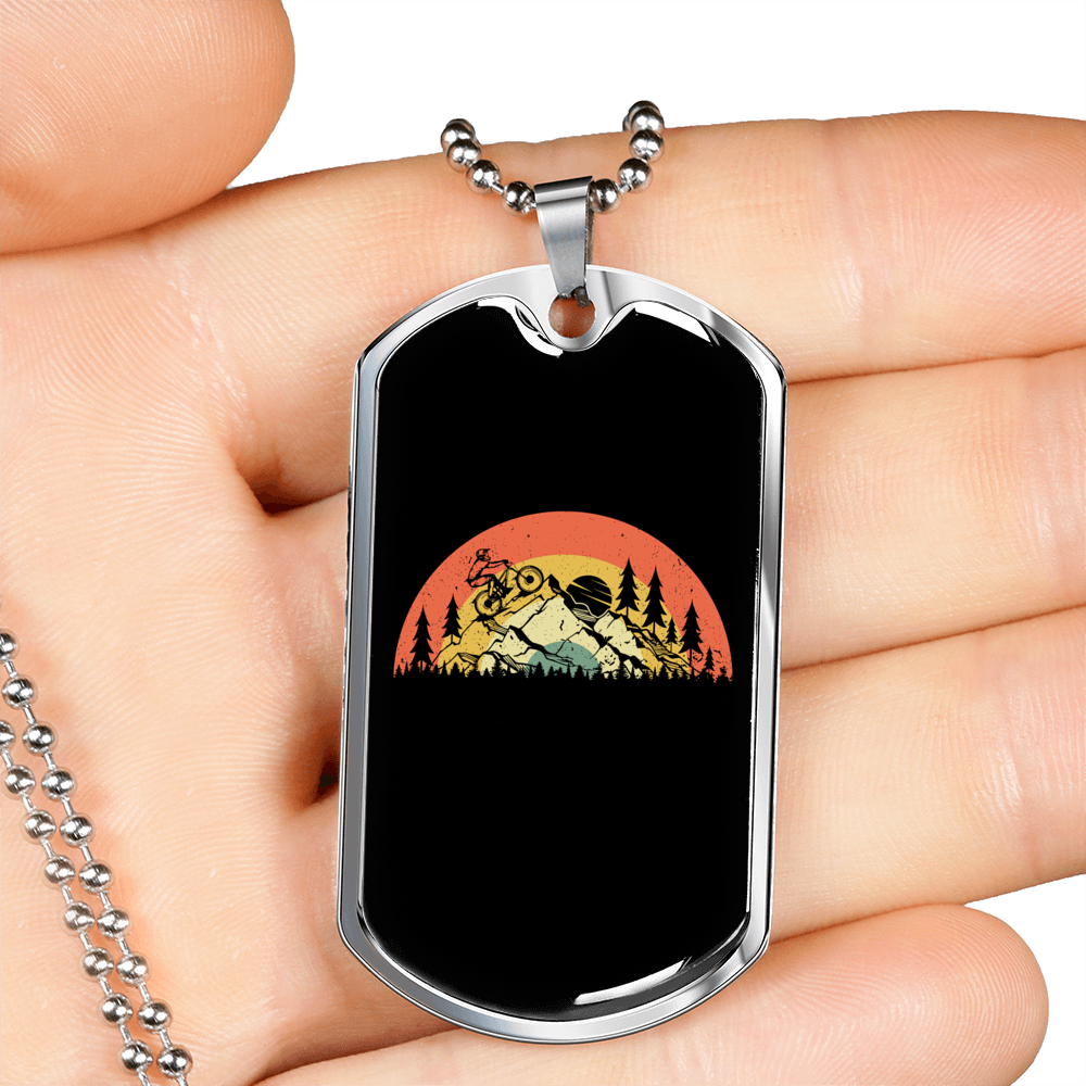 Riding Kind Of Life Cycling Necklace Stainless Steel or 18k Gold Dog Tag 24"-Express Your Love Gifts