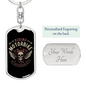 Riding Motorbike Biker Keychain Stainless Steel or 18k Gold Dog Tag Keyring-Express Your Love Gifts