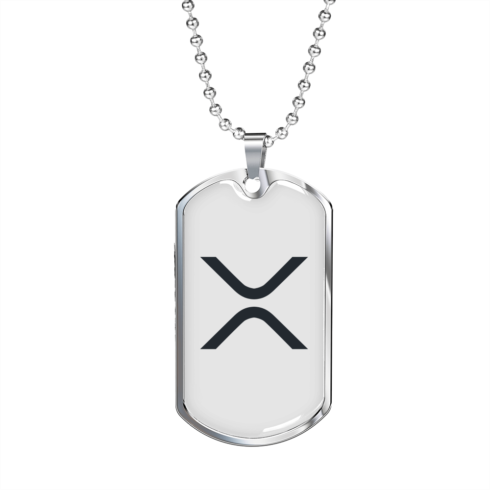 Ripple Crypto Necklace Stainless Steel or 18k Gold Dog Tag 24" Chain-Express Your Love Gifts