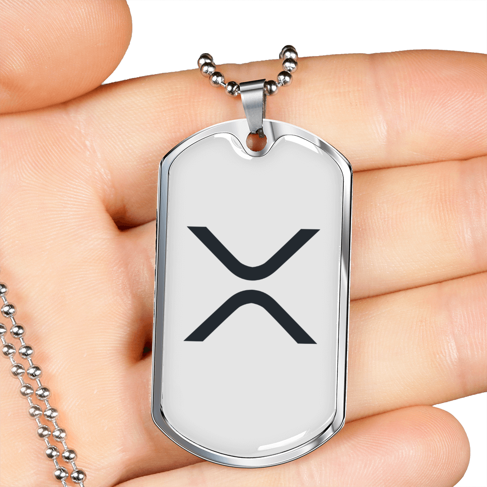 Ripple Crypto Necklace Stainless Steel or 18k Gold Dog Tag 24" Chain-Express Your Love Gifts