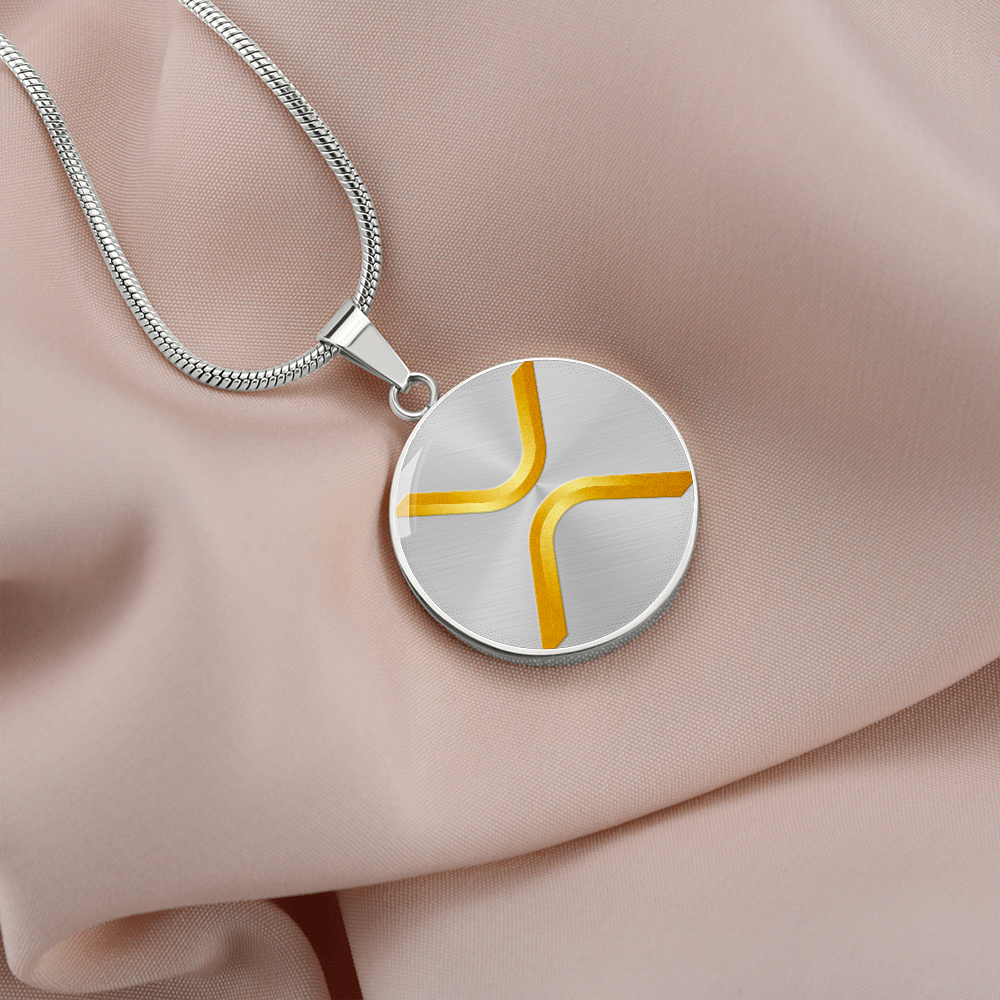 Ripple Gold Circle Necklace Stainless Steel or 18k Gold 18-22"-Express Your Love Gifts
