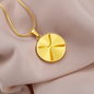 Ripple Gold Circle Necklace Stainless Steel or 18k Gold 18-22"-Express Your Love Gifts