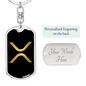 Ripple Gold Crypto Cryptocurrency Keychain Stainless Steel or 18k Gold Dog Tag Keyring-Express Your Love Gifts